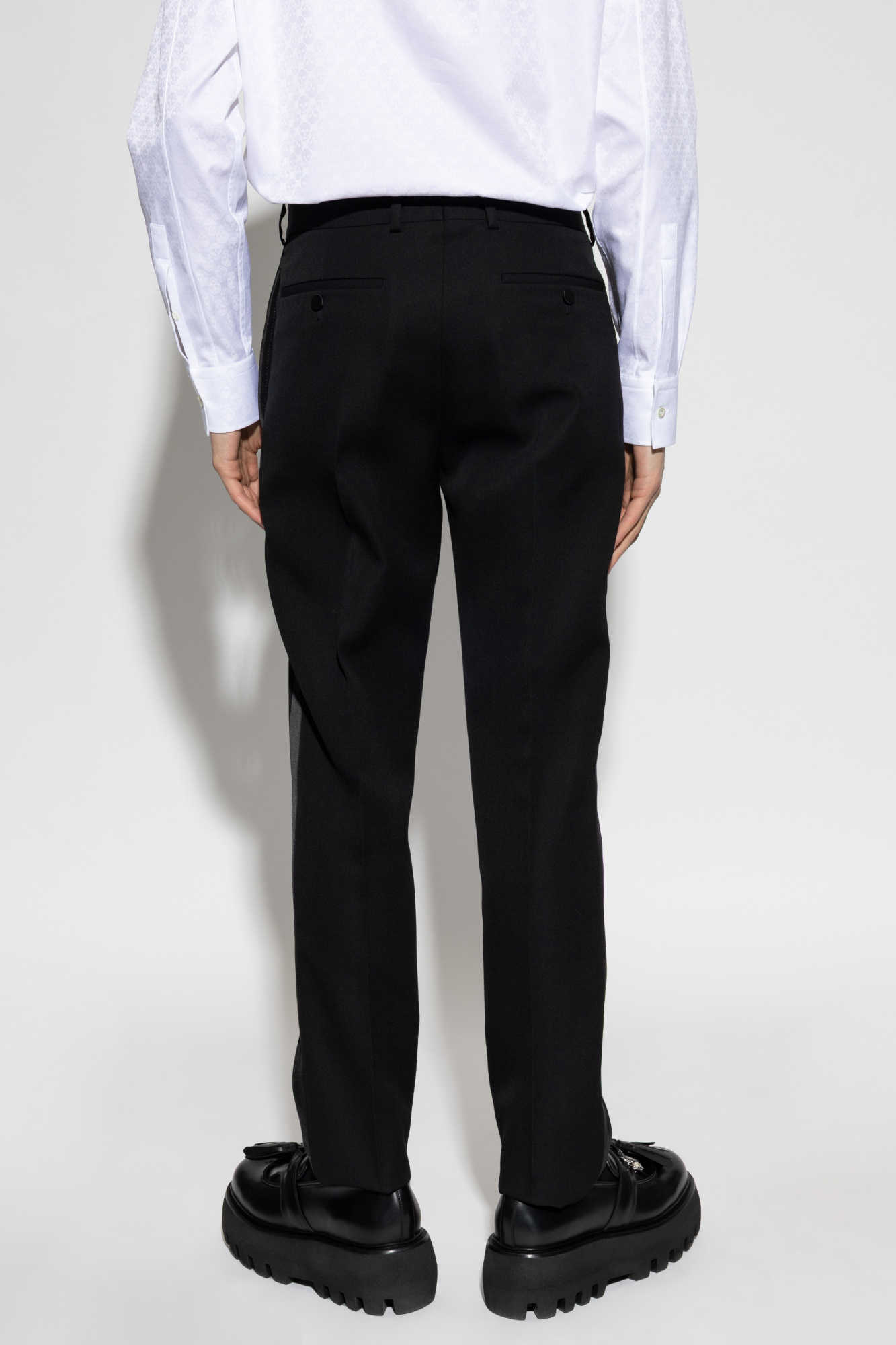Alexander McQueen Wool trousers with silk side stripe | Men's | Vitkac